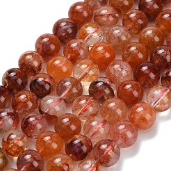 Grade A Natural Red Hematoid Quartz/Ferruginous Quartz Beads Strands&nbsp;G-L642-B10-8mm