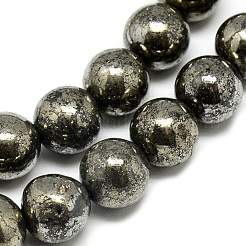 Natural Pyrite Beads Strands&nbsp;G-S265-03-6mm