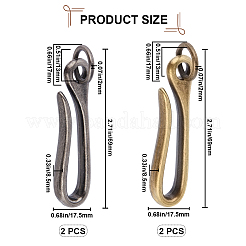 4Pcs 2 Colors Tibetan Style Alloy Hook Clasps&nbsp;FIND-CP0003-28A