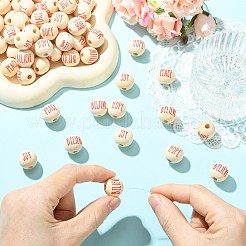 80Pcs 4 Styles Printed Wood Beads&nbsp;WOOD-CJ0002-70