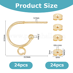 24Pcs 304 Stainless Steel Half Hoop Earrings&nbsp;STAS-HS0001-13B