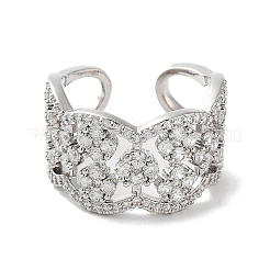 Rack Plating Brass Micro Pave Cubic Zirconia Cuff Rings&nbsp;RJEW-D025-18P