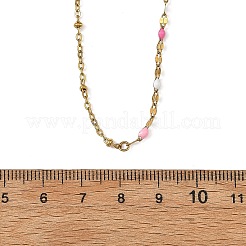 304 Stainless Steel Enamel Dapped Chain & Satellite Chain Necklaces for Women&nbsp;NJEW-JN06519-01