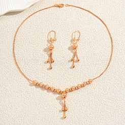 Alloy Round Beaded Tassel Earrings & Necklaces Sets for Women&nbsp;QK4350