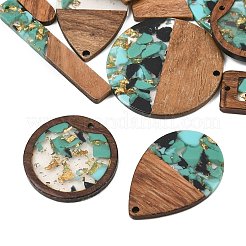 Walnut Wood & Transparent Resin & Gold Foil Pendants&nbsp;WD-CBA583A-15