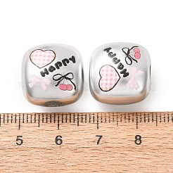 Plating Printed Acrylic European Beads&nbsp;AC-CBA655C-08