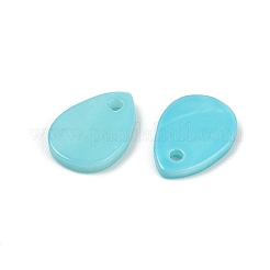 Spray Painted Natural Freshwater Shell Teardrop Charms&nbsp;SHEL-K006-47E