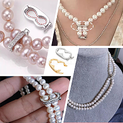 2Pcs 2 Colors Rhodium Plated 925 Sterling Silver Micro Pave Clear Cubic Zirconia Twister Clasps&nbsp;FIND-PH0018-35B