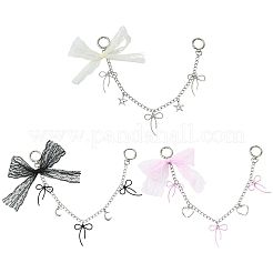 Polyester Lace Trim Bowknot & Alloy Charm Bag Decorativer Chains&nbsp;HJEW-YW00478-01