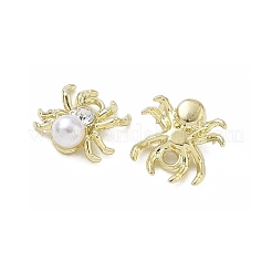 Alloy & ABS Plastic Pearl & Rhinestone Pendants Spider Charms&nbsp;PL-CBA5609-02G-B