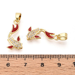 Brass Micro Pave Cubic Zirconia and Enamel Pendants&nbsp;KK-T074-67G-01