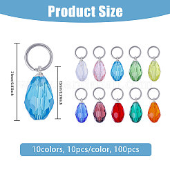 100Pcs 10 Colors Glass Pendants&nbsp;PALLOY-CA00033