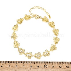Brass Micro Pave Clear Cubic Zirconia Link Chain Bracelets for Women&nbsp;BJEW-A090-10C-G