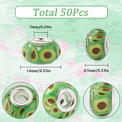 50Pcs Transparent Resin European Rondelle Beads&nbsp;RPDL-SC0001-09A