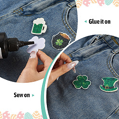 40Pcs 8 Styles Saint Patrick's Day Cloth Polyester Embroider Sew On Patches&nbsp;PATC-TA0001-60