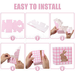 24Pcs 6 Colors Tartan Folding Paper Candy Packing Boxes with Rabbit Window&nbsp;CON-WH0085-193