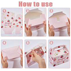 12Pcs Strawberry Printed Cardboard Candy Tote Boxes&nbsp;CON-WH0086-223-1