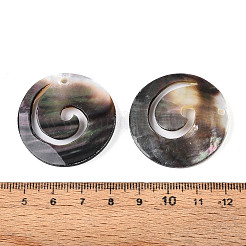 Natural Black Lip Shell Hollow Disc Pendants&nbsp;SHEL-N038-19