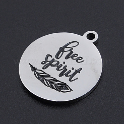 Non-Tarnish 201 Stainless Steel Etched Pendants&nbsp;STAS-N090-JN803