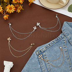 4Pcs 2 Colors Alloy Rhinestone Hanging Chain Brooch&nbsp;JEWB-FG0001-65