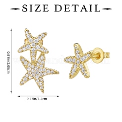 1 Set Brass Micro Pave Clear Cubic Zirconia Stud Earrings&nbsp;EJEW-SZ0002-10