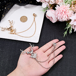 2Pcs 2 Colors Deer Hanging Chain Brooch Pin&nbsp;JEWB-FH0003-28