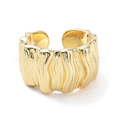 Brass Textured Open Cuff Rings for Women&nbsp;X-RJEW-D016-01G