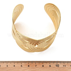 Ion Plating(IP) 304 Stainless Steel Criss Cross Cuff Bangles for Women&nbsp;BJEW-A026-04G