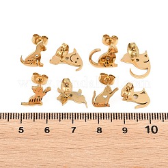 4 Pairs 304 Stainless Steel Stud Earrings&nbsp;EJEW-G469-02G-01