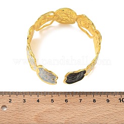 Hammered Brass Enamel Cuff Bangles for Women&nbsp;BJEW-A173-03G