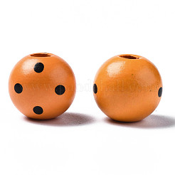 Painted Natural Wood European Beads&nbsp;WOOD-S057-056A