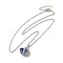 Resin Heart Pendant Necklace with Singapore Chains&nbsp;NJEW-C003-01A