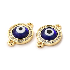 Rack Plating Real 18K Gold Plated Brass Micro Pave Clear Cubic Zirconia Connector Charms&nbsp;ZIRC-L102-04G-03