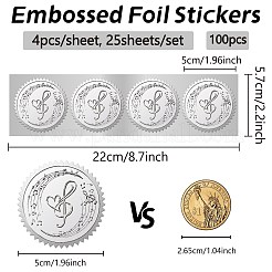Round Plastic Silver Foil Embossed Picture Stickers&nbsp;DIY-WH0503-009