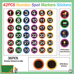 42Pcs Number Theme Self-Adhesive Paper Decorative Stickers&nbsp;DIY-WH0646-002