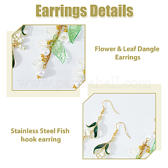 2Pairs 304 Stainless Steel Flower Dangle Earrings&nbsp;EJEW-HS00008