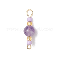 8Pcs 8 Styles Round Synthetic Turquoise & Natural Amethyst & Howlite & Carnelian & Dyed Yellow Jade & Dyed Malaysia Jade and Glass Seed Beaded Links Connector Charms&nbsp;PALLOY-MZ01168