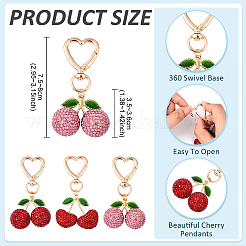 Alloy Polymer Clay Cherry Pendant Decorations&nbsp;HJEW-YW00142-01
