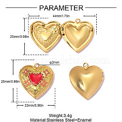 304 Stainless Steel Enamel Locket Pendants&nbsp;STAS-OY014-34G