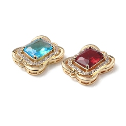 Brass K9 Glass Connector Charms&nbsp;KK-C024-57KCG