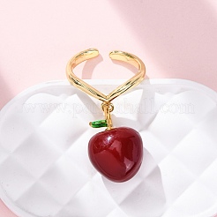 Brass Enamel Open Cuff Rings for Women&nbsp;RJEW-U057-20G