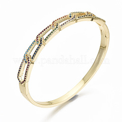 Brass Micro Pave Cubic Zirconia Bangles&nbsp;BJEW-S142-014-NF