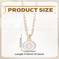 1Pc Zinc Alloy White Enamel Round with Letter Pendant Necklaces&nbsp;NJEW-LP0002-88G-O