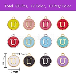 120Pcs 12 Colors Golden Plated Alloy Charms&nbsp;ENAM-SZ0001-64U