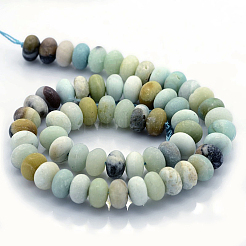 Natural Frosted Flower Amazonite Beads Strands&nbsp;G-O015-8x5mm-01