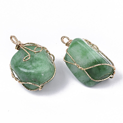 Dyed Natural White Jade Wire Wrapped Pendants&nbsp;G-N326-15B