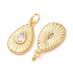 Brass Pave Clear Cubic Zirconia Pendants&nbsp;CU-K002-25G