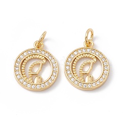Rack Plating Brass Micro Pave Clear Cubic Zirconia Pendants&nbsp;ZIRC-C040-04G
