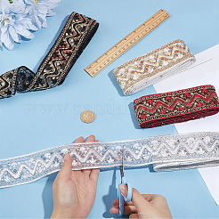 4 Colors Polyester Embroidery Lace Ribbon with Paillette&nbsp;OCOR-CY0004-54