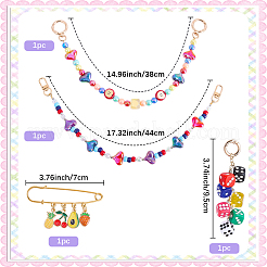 1Pc Acrylic Heart & Apple Bead Bag Decorative Chains&nbsp;HJEW-SC0003-34